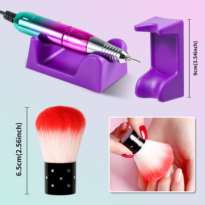 US Local Professional Electric Nail Drill, 45000 RPM Cordless Rechargeable E-File Machine, With 12 Bits, Sanding Bands, LCD Display For Acrylic Gel Nails
