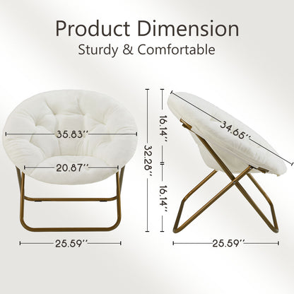 US Local Comfortable Disc Chairs Faux Fur Furniture Bedroom Living Room  Size White