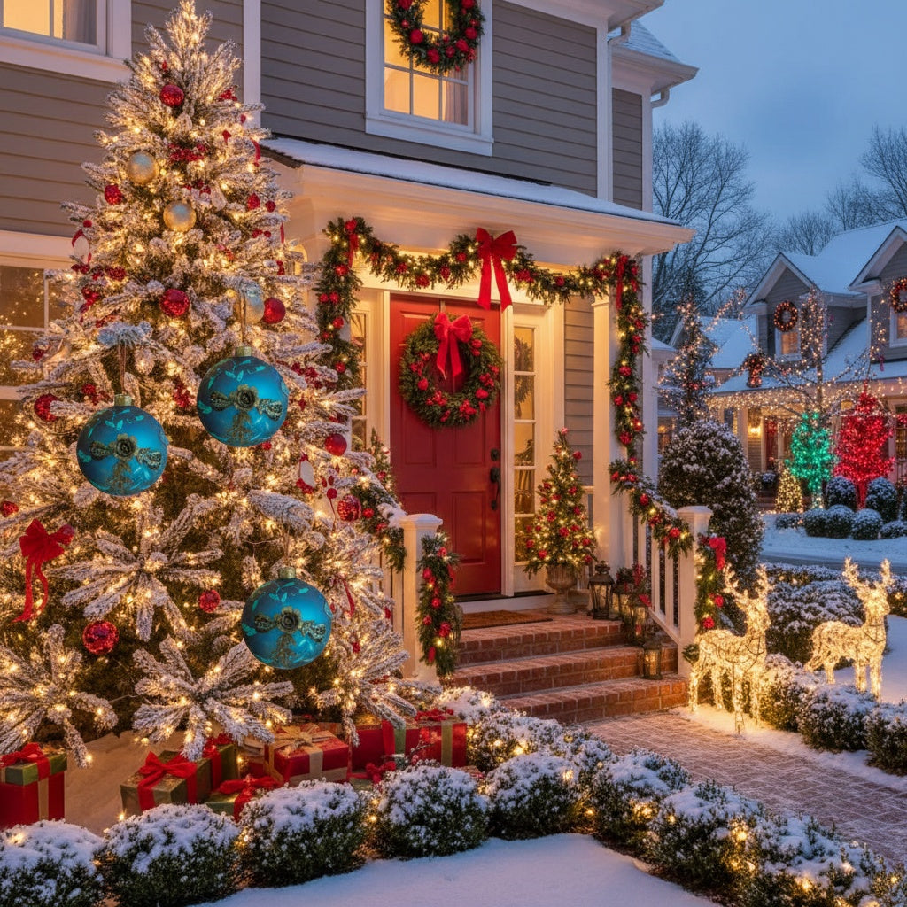 US Local 4PCS Set 4.7in Christmas Glass Ball Ornaments Shiny Hanging Tree Decor Home Holiday Party Supplies