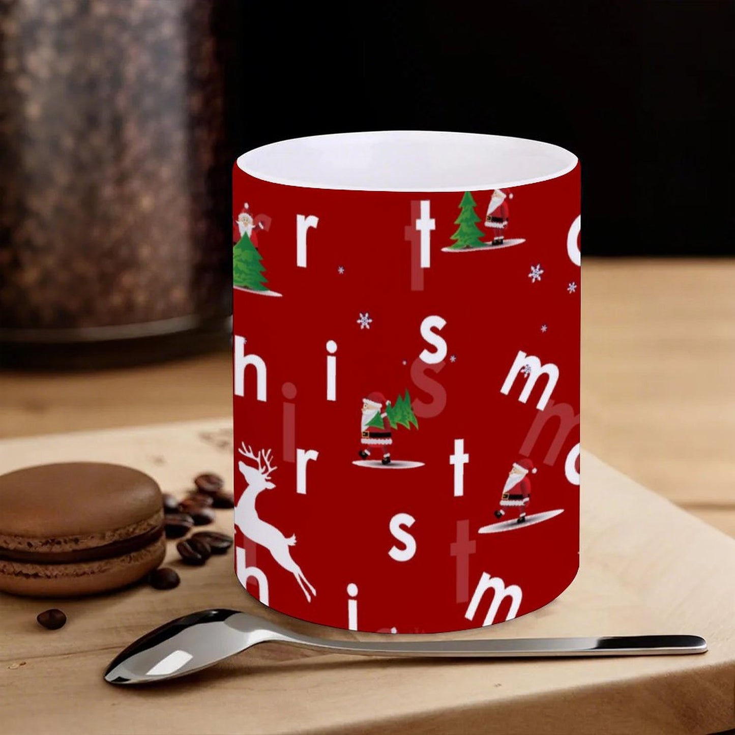 POD US Local White mug with full print, Christmas, Elk 0102