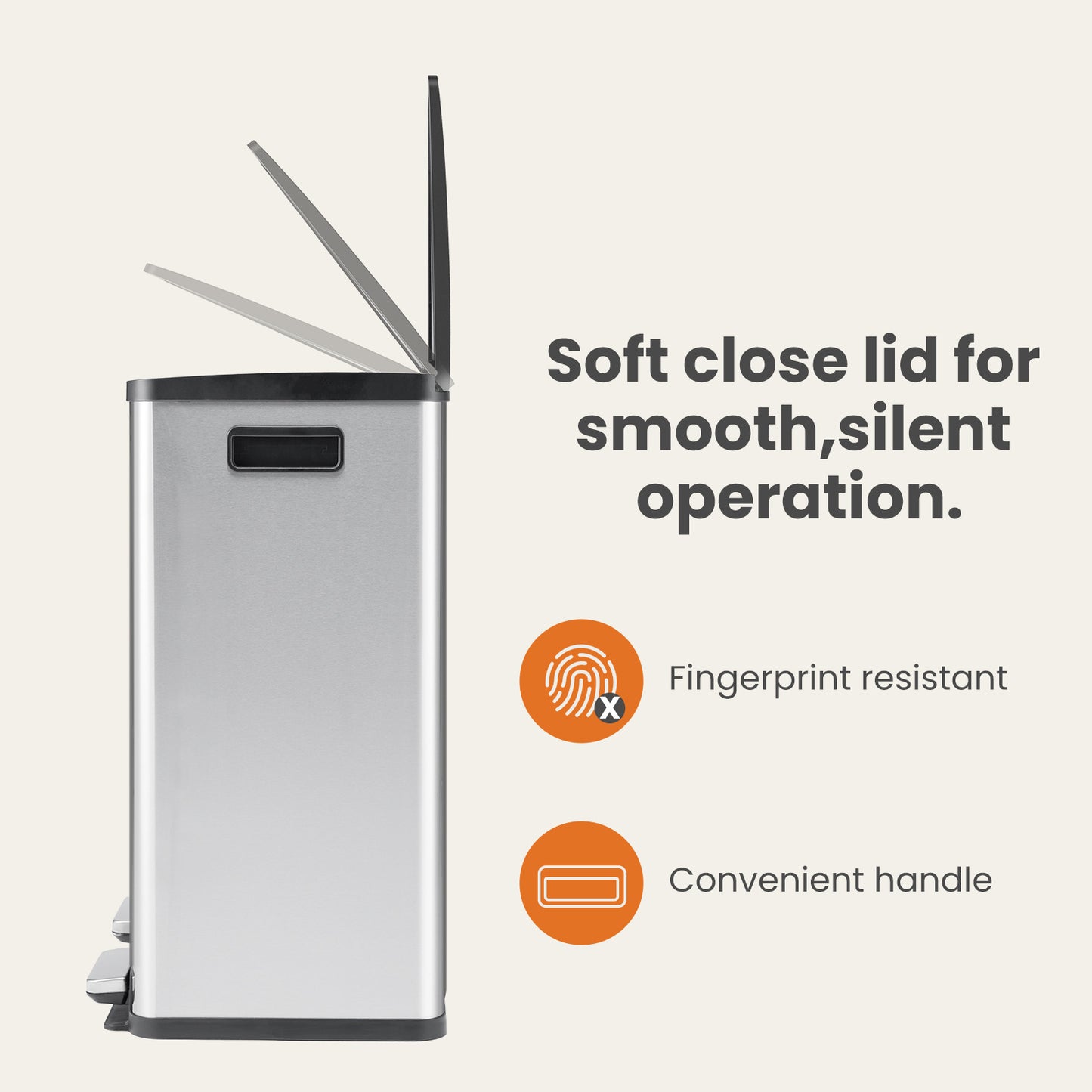 US Local 60 Liter Stainless Steel Trash Can