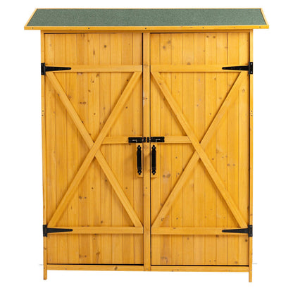 US Local 56L X 19.5W X 64H In Outdoor Storage Shed With Lockable Door,Wooden Tool Storage Shed With Detachable Shelves And Pitch Roof