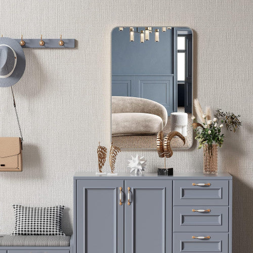 US Local 24x36 Inch Silver Metal Framed Rectangular Bathrrom Mirror For Wall