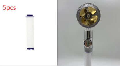 US Local Shower Head Water Saving Flow 360 Degrees Rotating With Small Fan ABS Rain High Pressure Spray Nozzle Bathroom Accessories