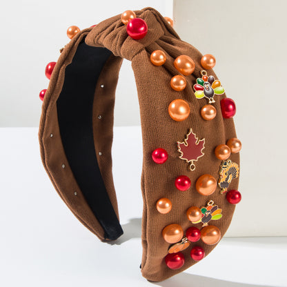 Thanksgiving Hairband Beaded Alloy Maple Leaf Turkey Accessories Fashion