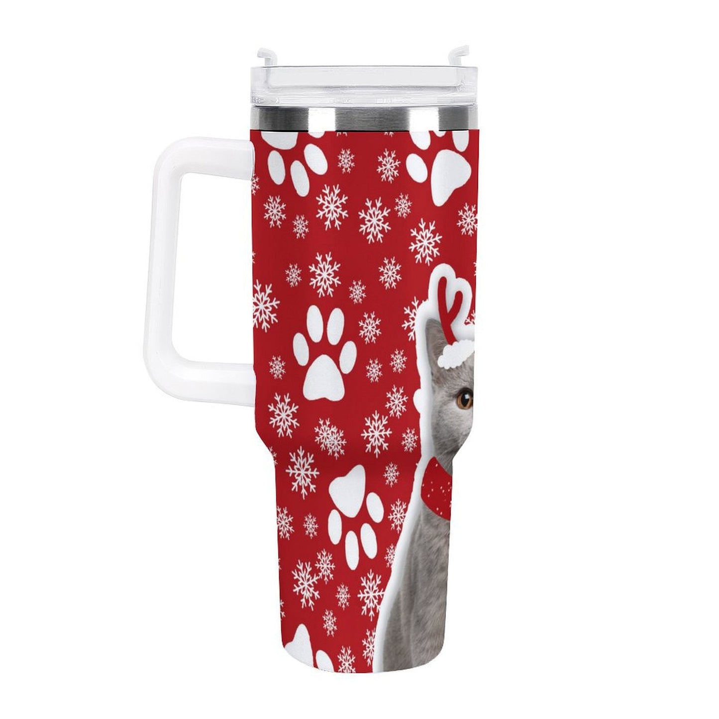 POD US Local 40oz Large Capacity Car Cup Christmas Snowflakes Cats Dogs Paws Red Pussy