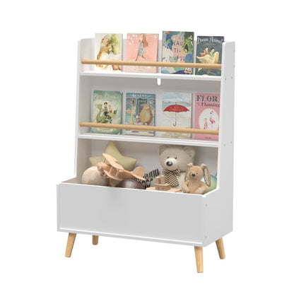 US Local Kids Bookshelf & Magazine Rack - Toy Storage Cabinet Organizer, White