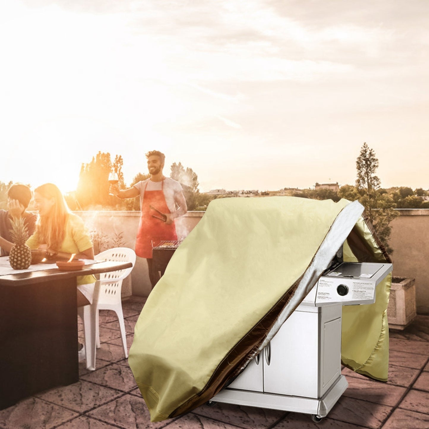 1Pc 70Inch Or 64Inch 210D Waterproof Outdoor BBQ Grill Cover Windproof Dustproof Patio Gas Grill Oven Protector Oxford Cloth Garden