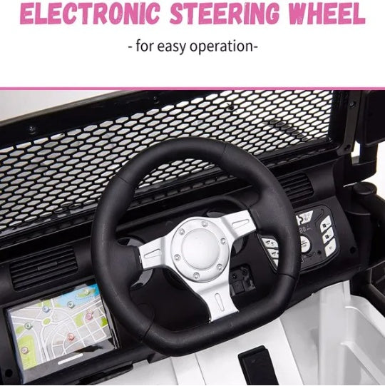 US Local 48.4 Large Ride On Car For Kids, Battery Powered Electric Car With 2 Seats, Remote Control, 14 Large Suspension Wheels, LED Lights, Music, Bluetooth For Boys & Girls,white