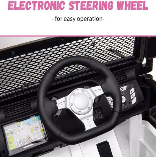 US Local 48.4 Large Ride On Car For Kids, Battery Powered Electric Car With 2 Seats, Remote Control, 14 Large Suspension Wheels, LED Lights, Music, Bluetooth For Boys & Girls,white