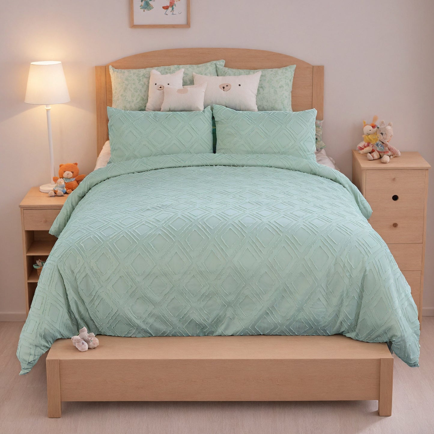 US Local Bohemian Style Quilt Cover Set, Cut Flower Quilt Cover,  Tufted Quilt Cover Three-piece Set, One Quilt Cover And Two Pillowcases,  Washable And Machine Washable Without Shrinkage,  Suitable For Hotels