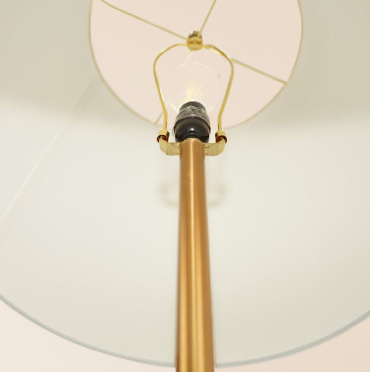 US Local Celestial Modern Floor Lamp With Brass Accent Table With Large White Shade