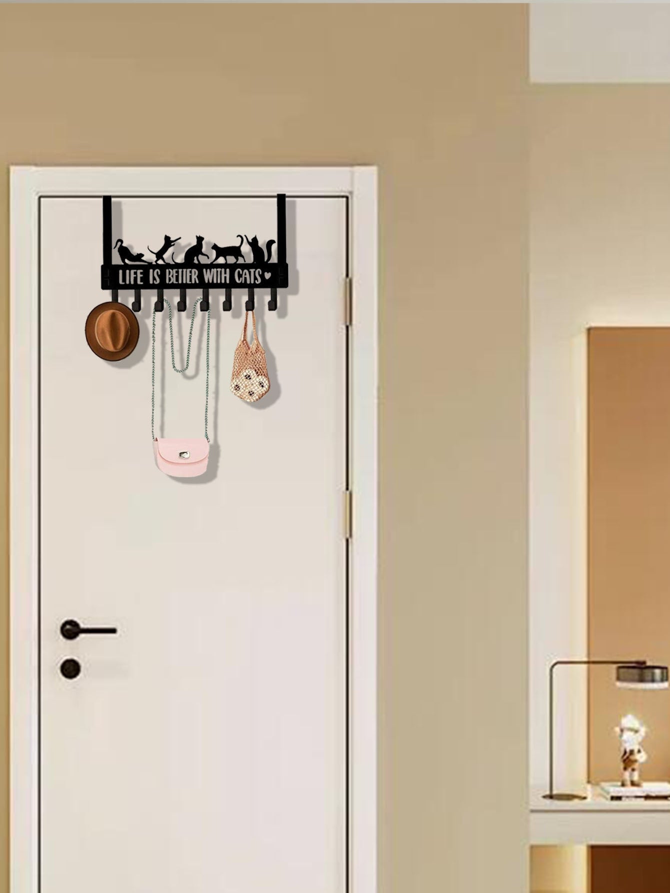 US Local Over-The-Door Cat Organizer,8 Multi-Purpose Hooks For Wall Or Door, Home Storage
