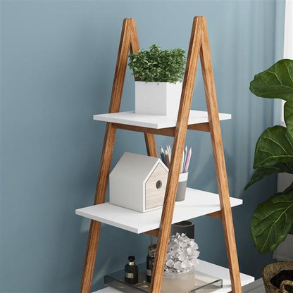 US Local Solid Wood, Bamboo Wood, Oxford A- Shaped Ladder Display Bookshelf