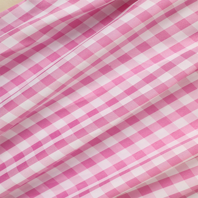 US Local Toddler Girl's Short Sleeve Checkered Dress, Heart Embroidery & Ruffle Detail With Back Button Closure