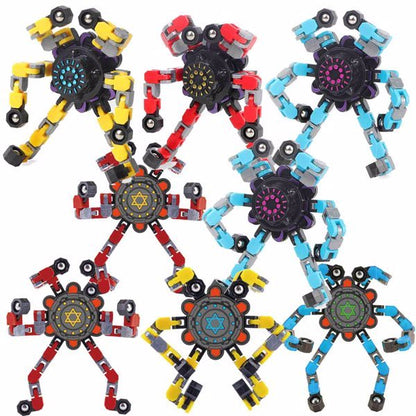 US Local Creative Fidget Spinner Bicycle Chain Decompression Rotation Deformation Gyro-8pcs All Patterns Random