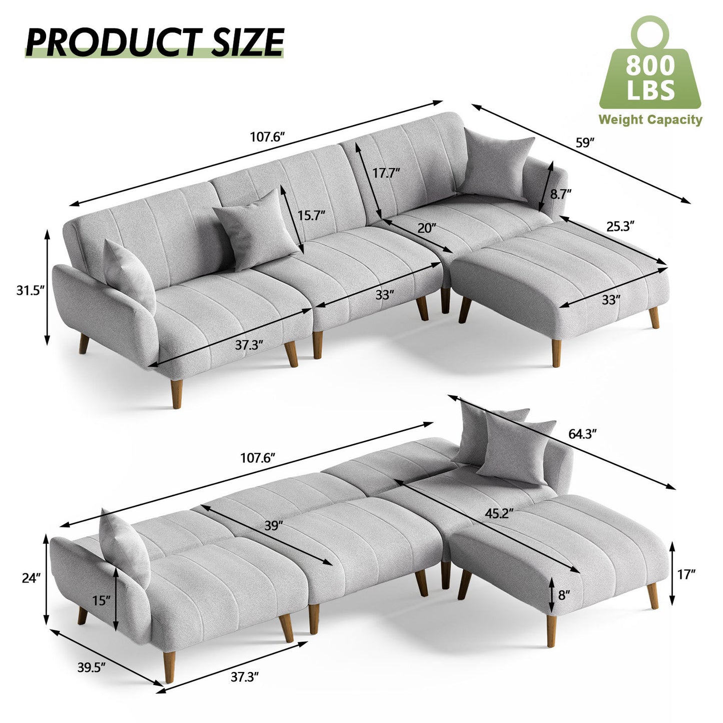 US Local 4 - Piece Upholstered Sectional