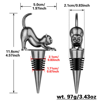 US Local Elegant Upturned Cat Shaped Red Wine Stopper Set With Metallic Luster Bottle Stopper Gift Box, High-end Accessories For Wine Enthusiasts, A Must-have Set For Wine Collectors