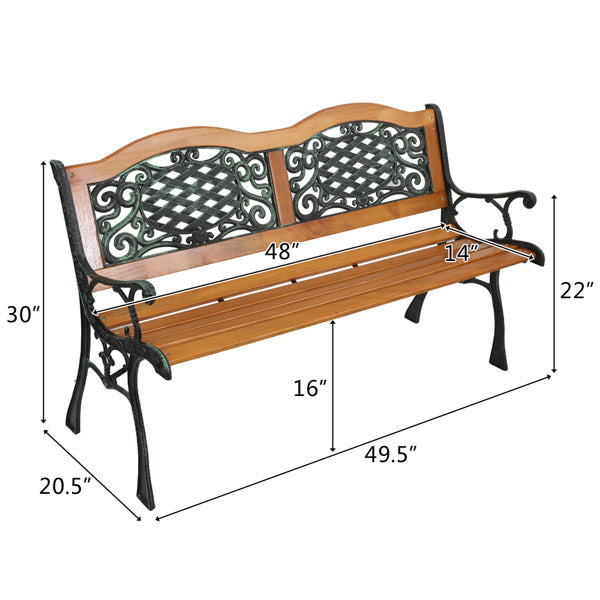 US Local Double Arched Back Iron Wood Bench