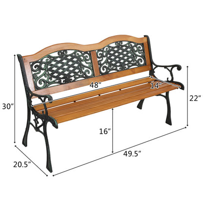 US Local Double Arched Back Iron Wood Bench