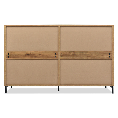 UK Local Sideboard Cabinet For Living Room, Chest Of Drawers With 6 Drawers, Dark Oak, 40D X 120W X 76H Centimetres