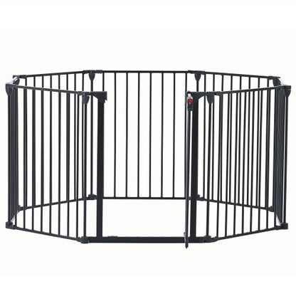 US Local 200 Adjustable Safety Gate 8 Panels Play Yard Metal Doorways Fireplace Fence Christmas Tree Fence Gate For House Stairs Gate Prohibited Area Fence