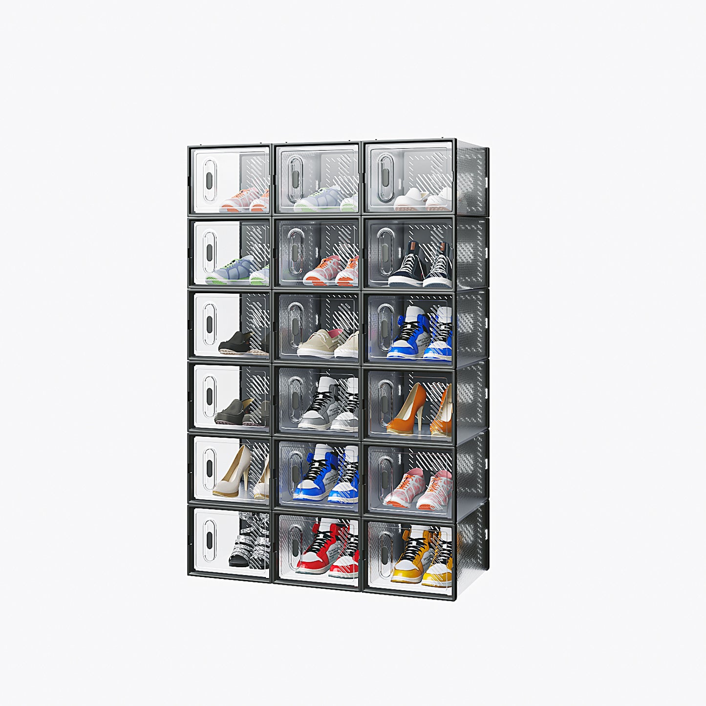 US Local Black Medium 18PCS 35x25x19cm Shoebox, Plastic, Mesh, Free Combination