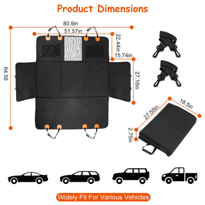 US Local Dog Car Back Seat Cover With Zipper Mesh Window Storage Bags Waterproof 600D Oxford Cloth Car Seat Protector With Slide Flaps For Cars Trucks SUVs