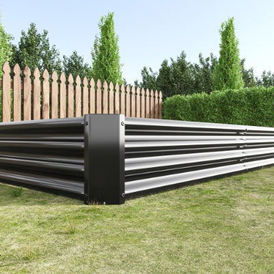 US Local Raised Garden Bed Kit - Metal Raised Bed Garden 7.6x3.7x0.98ft For Flower Planters, Vegetables Herb Black