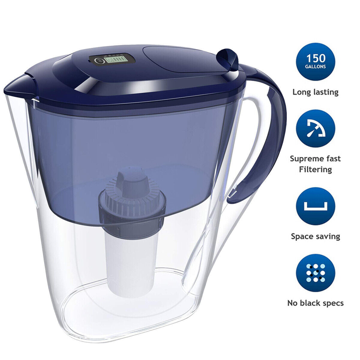 US Local DP06Water Filter Jug Water Pitcher Purifier Cartridge Electronic Indicator 10Cup