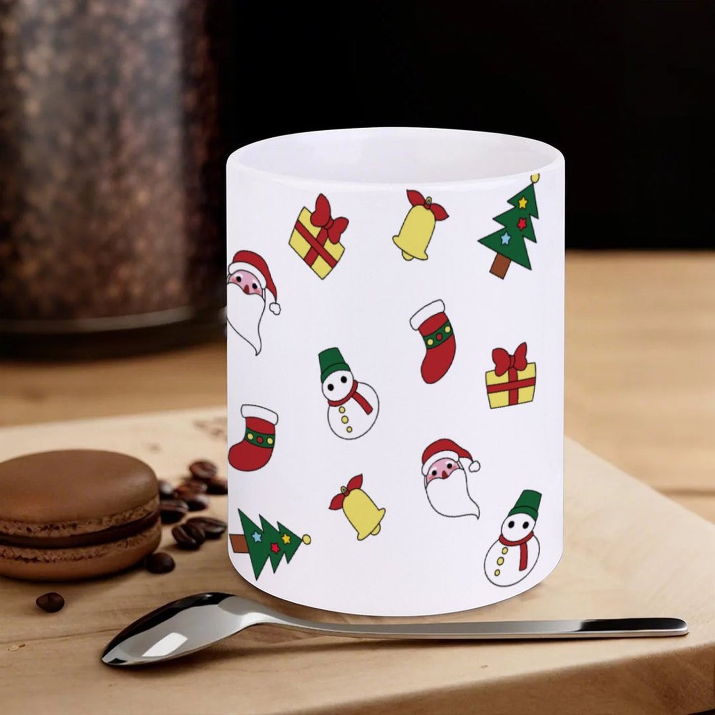 POD US Local White mug with full print, Christmas Santa Claus Trees Snowman 0064