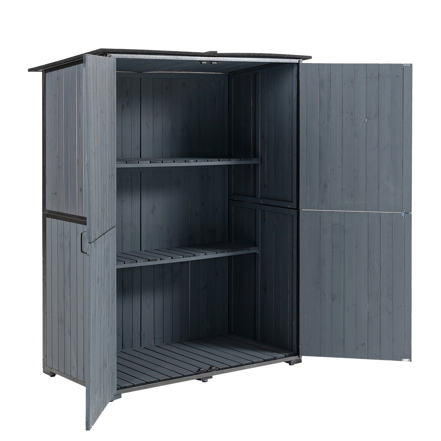 US Local The Storage Shed Is Made Of A Sturdy Metal Frame And Durable Fir Wood, Which Is Sturdy And Durable. The Entire Frame Is Weather-resistant, Making It An Ideal Choice For Your Outdoor Living Space. The