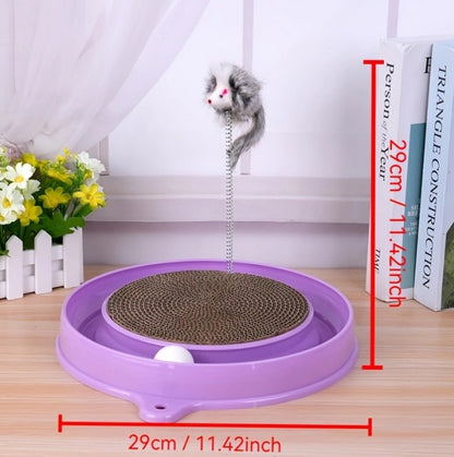 US Local Multi-functional Cat Scratching Board With Ball Track, Various Colours Of Mat Board, Self-height Relief From Boredom To Tease The Cat, With Spring And Ball, Anti-scratch Furniture Artifacts, A Must-ha