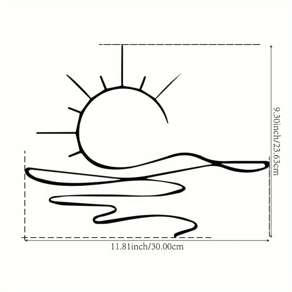 US Local Minimalist Sunrise Wall Art – Modern Metal Iron Wall Decor, Abstract Sun Line Design for Home | Elegant Housewarming & Wedding Gift, Versatile for Living Room, Bedroom, Bathroom, Kitchen & Halloween