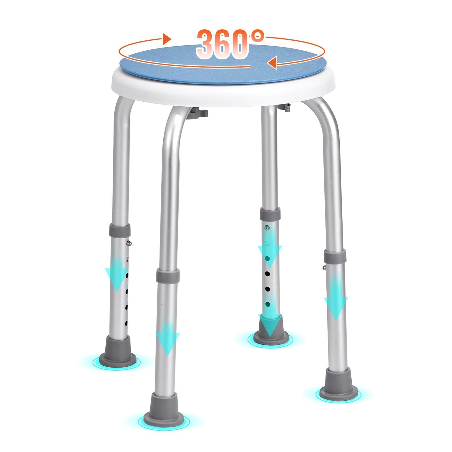 US Local VEVOR Shower Chair For Inside Shower, 360 Degree Swivel Shower Seat, Adjustable Height Shower Stool, Non-Slip Bench Bathtub Seat Stool For Elderly Disabled Adults Handicap, 300 Lbs Capacity
