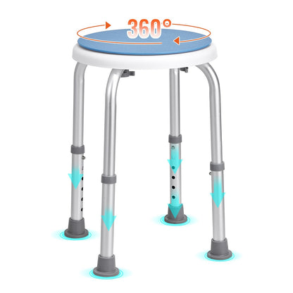 US Local VEVOR Shower Chair For Inside Shower, 360 Degree Swivel Shower Seat, Adjustable Height Shower Stool, Non-Slip Bench Bathtub Seat Stool For Elderly Disabled Adults Handicap, 300 Lbs Capacity