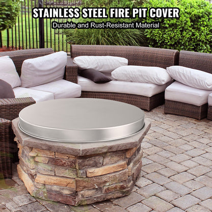 US Local VEVOR Fire Pit Cover Lid, 20Portable Firepit Spark Screen,Stainless Steel Steel Metal Cover, Easy-Opening Outdoor Wood Burning And Camping Stove Accessory, For Outdoor Patio Fire Pits Backyard