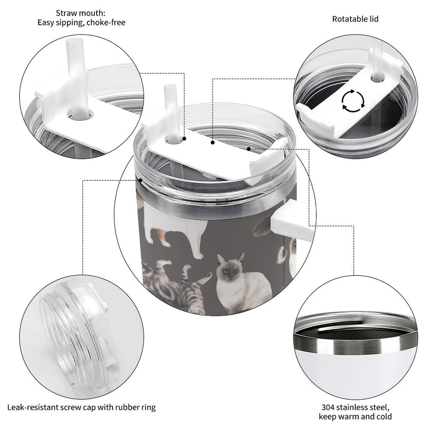 PHDT00252 POD US Local Tumbler 40 oz Large Capacity Car Cup Cat