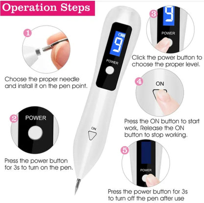US Local Skin Tag Repair Kit Portable Beauty Equipment Multi-Level With Home Usage USB Charging LCD Level Adjustable 6 Replaceable Needles