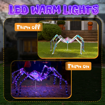 US Local 3ft Prism Spider, Illusion, 340 Purple Copper Wire Light, 4.5V 3.6W Halloween Standing Decoration US Specification