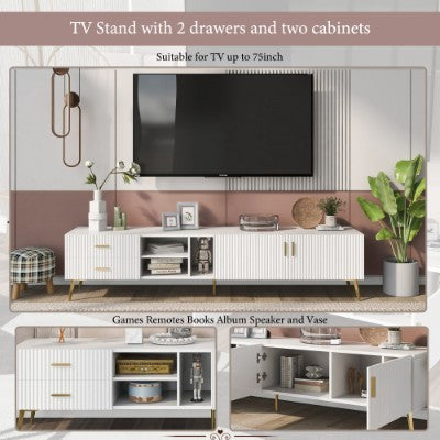UK Local White TV Stand For 75-inch Televisions, Lowboards, TV Boards, TV Cabinet, Entertainment Center, TV Console Table, Modern Entertainment Center, Media Console White