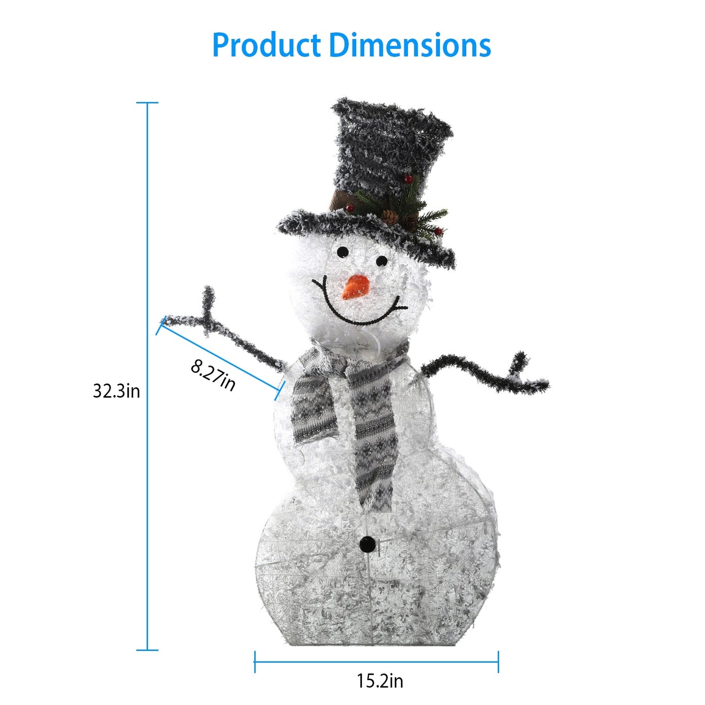 US Local 1Pc LED Christmas Snowman Decoration Light Collapsible Battery Operated Lighted Snowman Indoor Outdoor Garden Light With Removable Hands Scarf