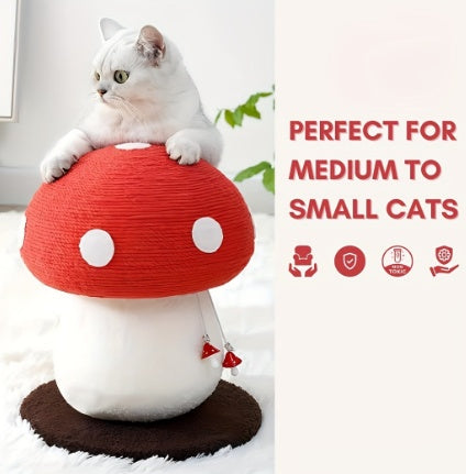 US Local Mushroom Cat Climbing Frame, Sisal Cat Climbing Post, Interesting Red And White Mushroom Design With Fluffy Base, Cat Scratching Claw Toy, Cat Tree, Wear-resistant Cat Scratching Ball, Cat Supplies
