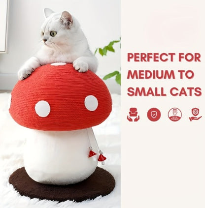 US Local Mushroom Cat Climbing Frame, Sisal Cat Climbing Post, Interesting Red And White Mushroom Design With Fluffy Base, Cat Scratching Claw Toy, Cat Tree, Wear-resistant Cat Scratching Ball, Cat Supplies