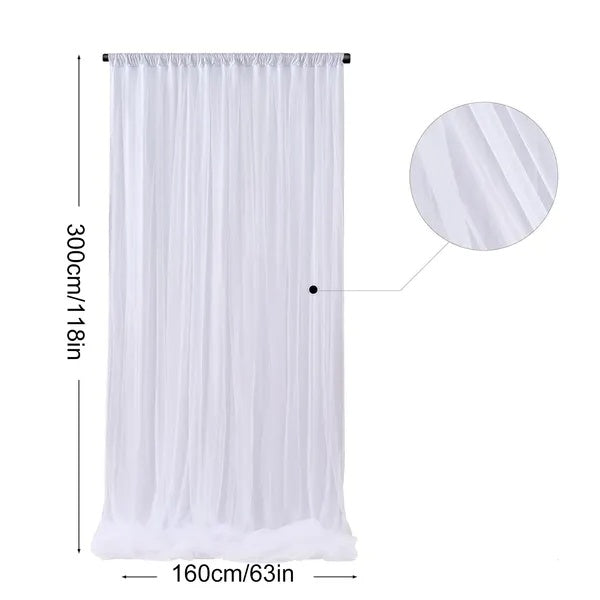 US Local 1PC White Tulle Backdrop Curtain 10ft X 5ft Sheer Chiffon Backdrop Curtain Drapes Elegant Photography Photo Backdrop For Wedding Birthday Bridal Shower Party Decorations