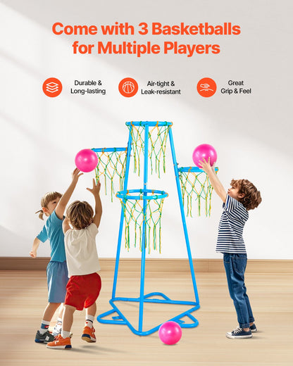 US Local Kids Basketball Hoop 4-Hoop Portable Basketball Stand With Adjustable Heights