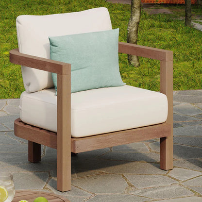 US Local Outdoor Acacia Wood Patio Club Chair, Patio Furniture,Waterproof Thick Cushion Deep Seating For Porc