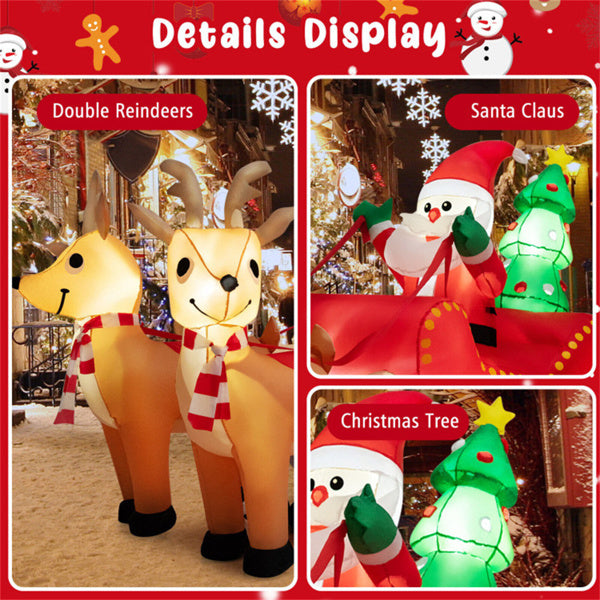 US Local 7.2 Feet Christmas Decoration Christmas Inflatable Santa Rides Sled, No Shipping On Weekends.