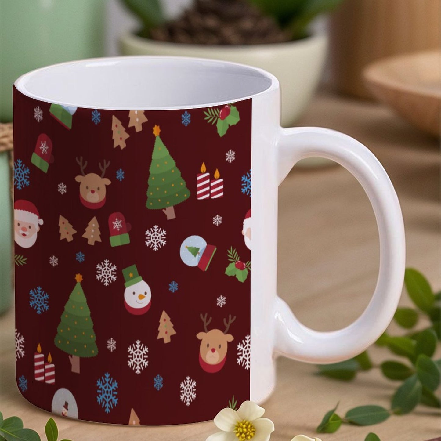 POD US Local White mug with full print, Christmas Tree Santa Claus 0055