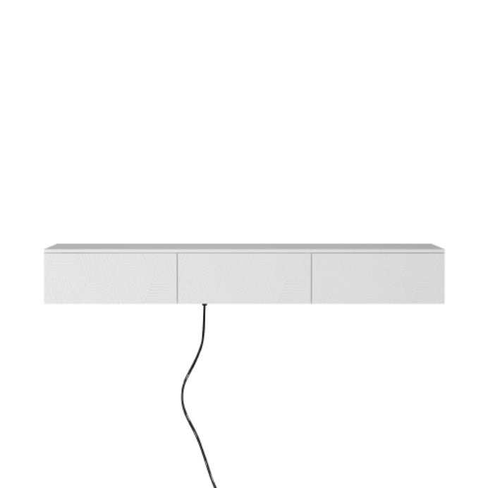 US Local Floating TV Stand Wall Mounted With 16 Color LEDs,Modern TV Stand, Floating TV Cabinet Entertainment Center For 55 60 65 Inch TV,White